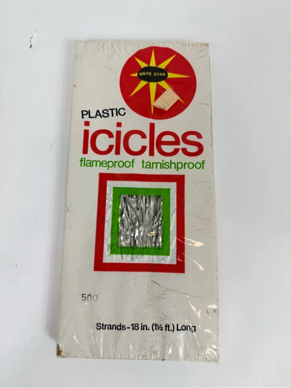 Vintage Brite Star Tinsel Icicles Silver 18” Christmas Unopened